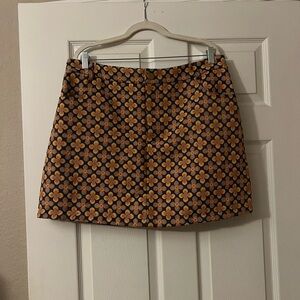 SHEIN Floral Patterned Skirt - Black and Orange